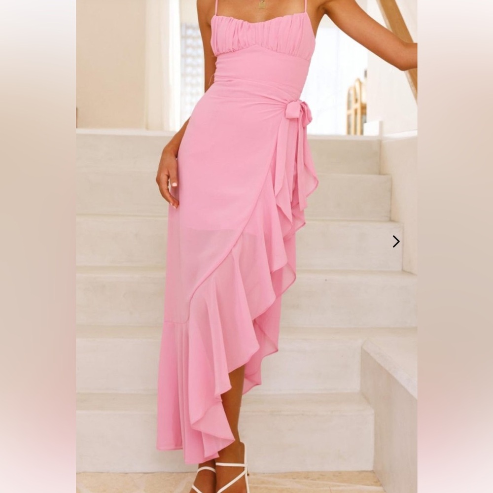 Elegant Pink Ruffle Dress